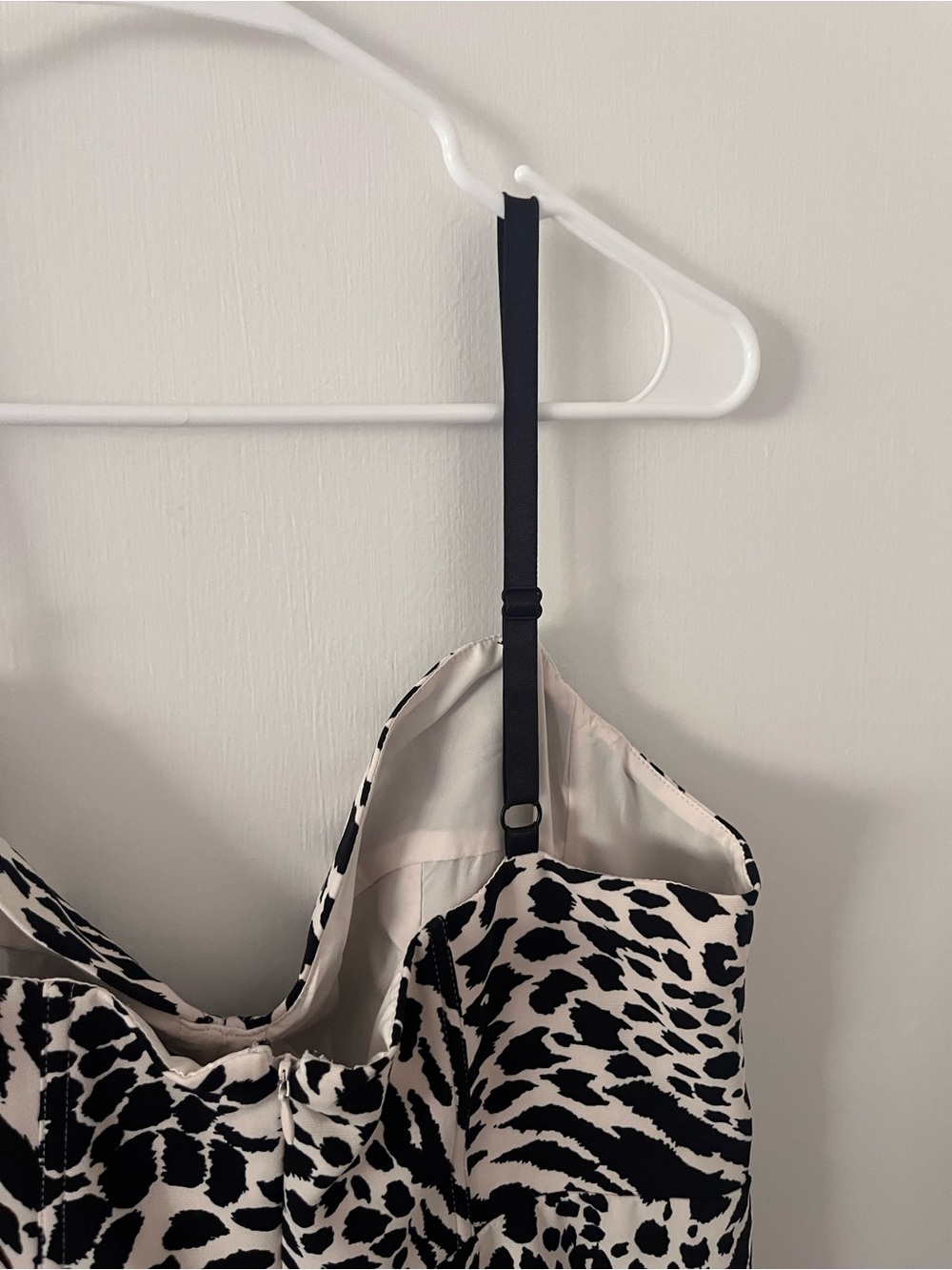 Sergio Hudson X Target Size Animal Print Bustier Midi Dress Black Ivory Large - Picture 4 of 12